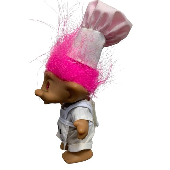 Vtg Ace Novelty Treasure  Troll Doll Pink Hair Chef Apron With Hat Wishstone 90s - Picture 10 of 12